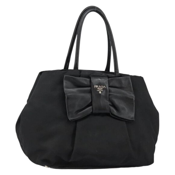 Prada Handbags - PRADA Tote Bag Nylon Black Silver Auth hk3058